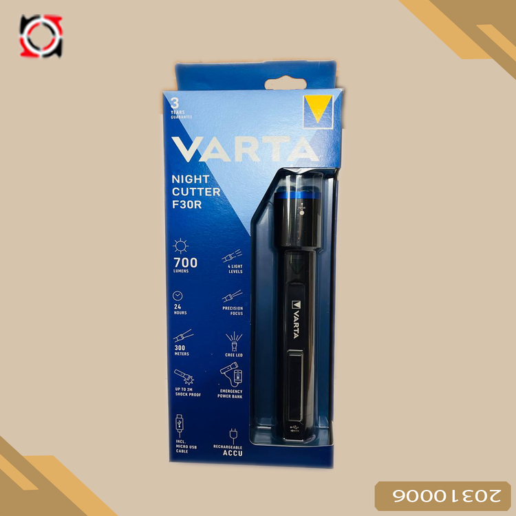 چراغ قوه پليسي شارژی وارتا NIGHT CUTTER F30
