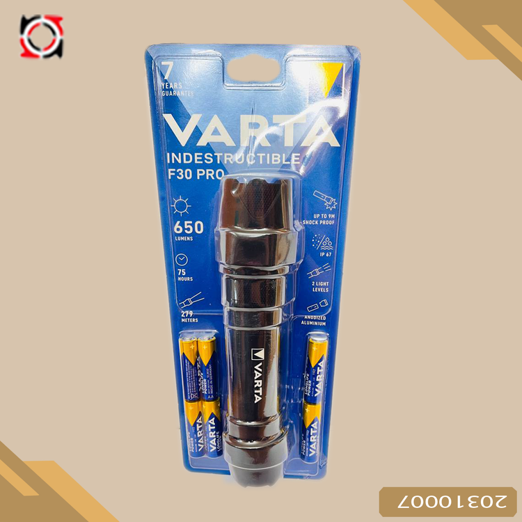چراغ قوه وارتا INDESTRUCTIBLE F30 PRO VARTA 6AA کد 20310007