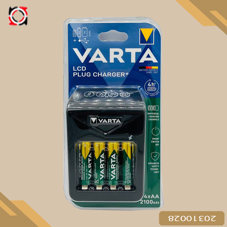 دستگاه شارژر باطري VARTA LCD PLUG CHARGER 4 AA 2100(۲۰۳۱۰۰۲۸)