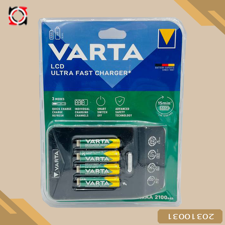 دستگاه شارژر باطري VARTA LCD ULTRA FAST CHARGER 4 AA 2100