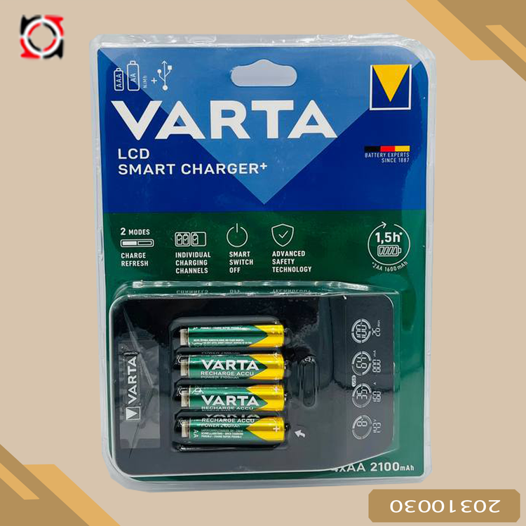 دستگاه شارژر باطري VARTA LCD SMART CHARGER 4AA 2100