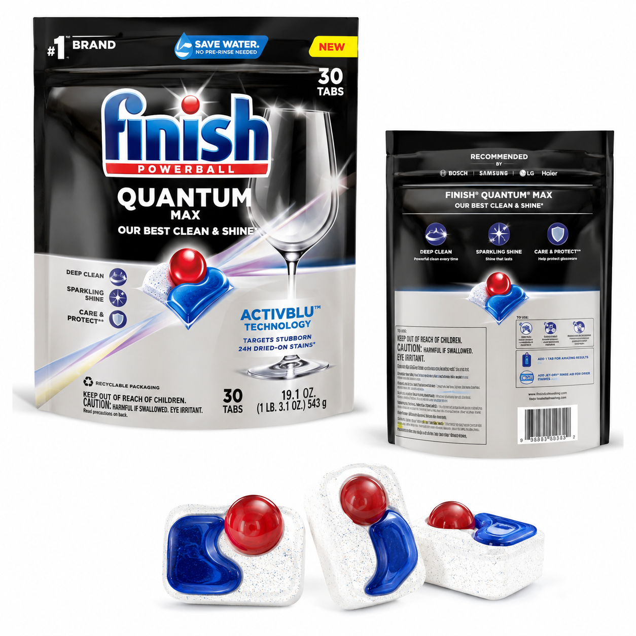 قرص ماشین ظرفشویی فینیش کوانتوم مکس پاوربال (Finish Powerball Quantum Max) – 30 عدد
