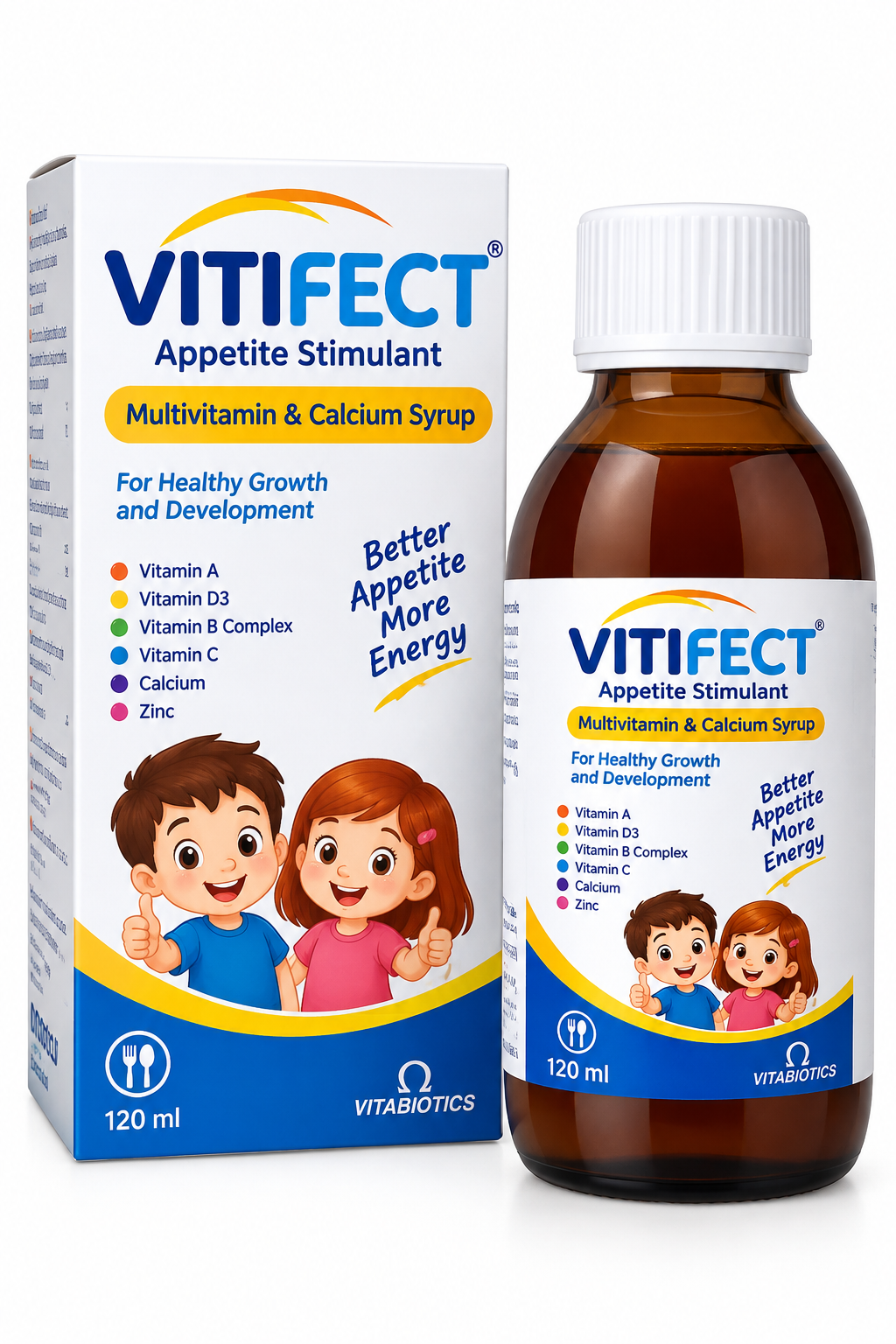شربت اشتها آور VITIFECT مولتي ويتامين و کلسيم120 ميل(1013058)