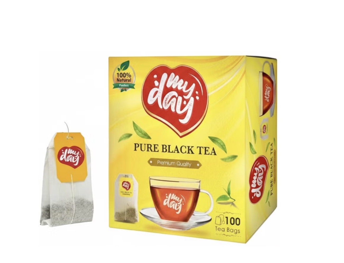 چای سیاه کیسه‌ای MyDay Pure Black Tea بسته ۱۰۰ عددی